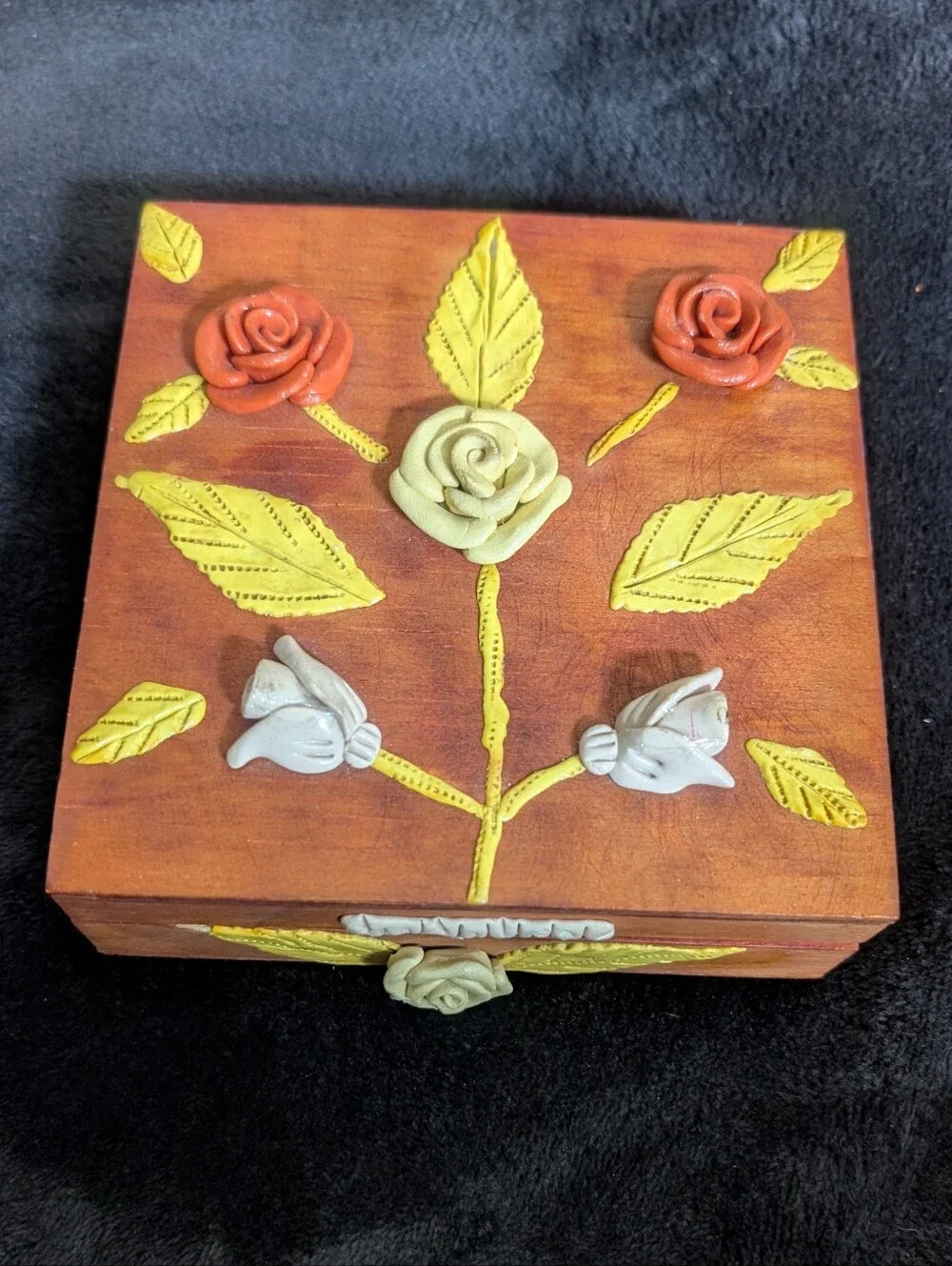 Decorative Wooden Keepsake Box with Roses